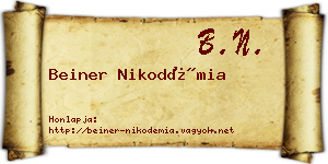 Beiner Nikodémia névjegykártya